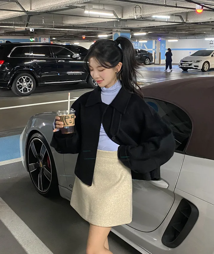 [울100/made💫] 세린 하이넥 나그랑 핸드메이드 숏코트 상세 이미지 24