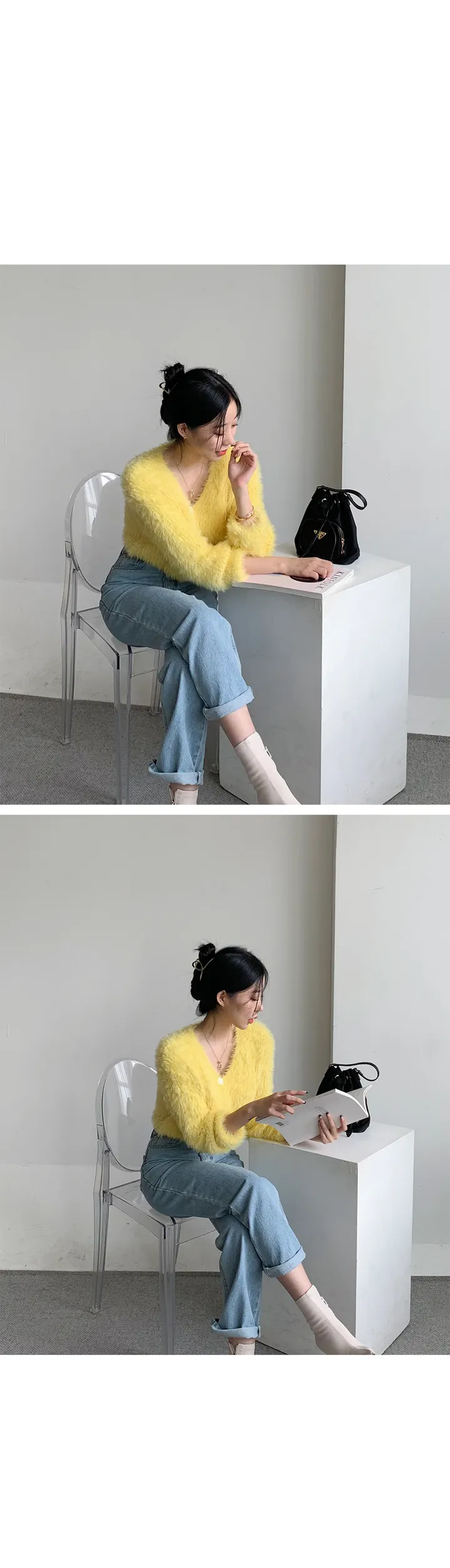 (촉감 굿~! 올해도 대박) 앙리 크롭 퍼가디건 상세 이미지 14