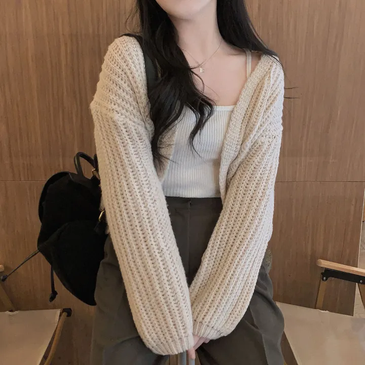 [왕아방핏]버디 하찌 캐시 니트 아방핏 오픈숄 볼레로 가디건 - 4color 상세 이미지 30