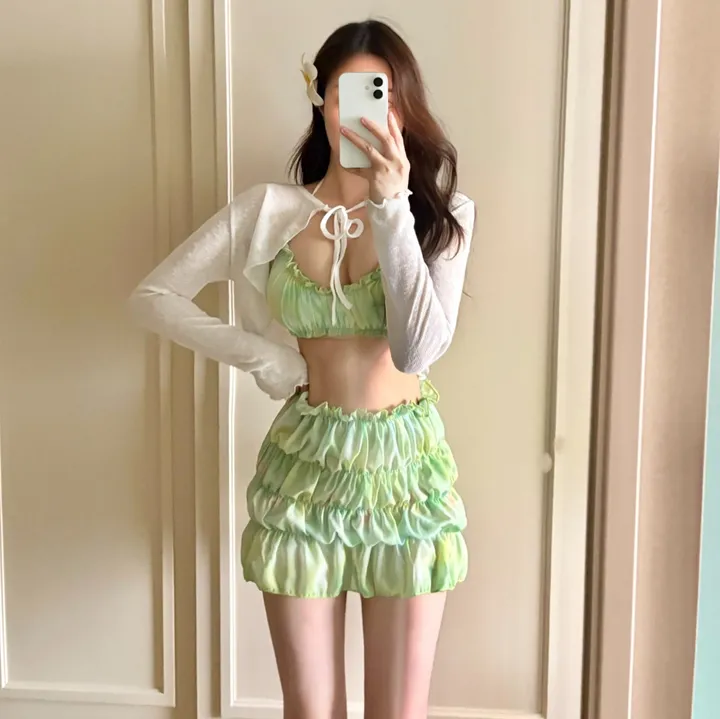 (M-XL) 캉캉비키니 주름 탱키니 쓰리피스비키니 스커트비키니 상세 이미지 8