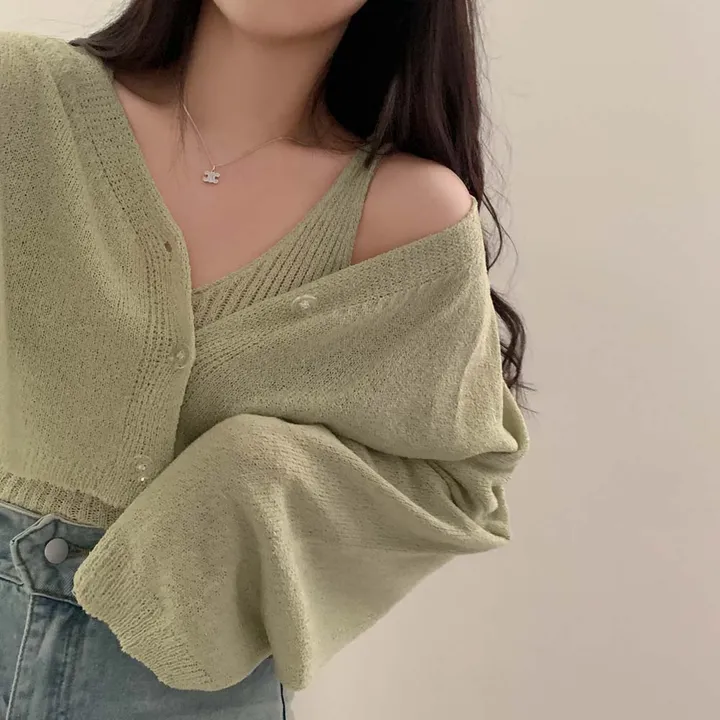 [✨SET가격/3천장 돌파!✨]피부에 달라붙지 않는, 부클 가디건+나시 투피스 세트 상세 이미지 73