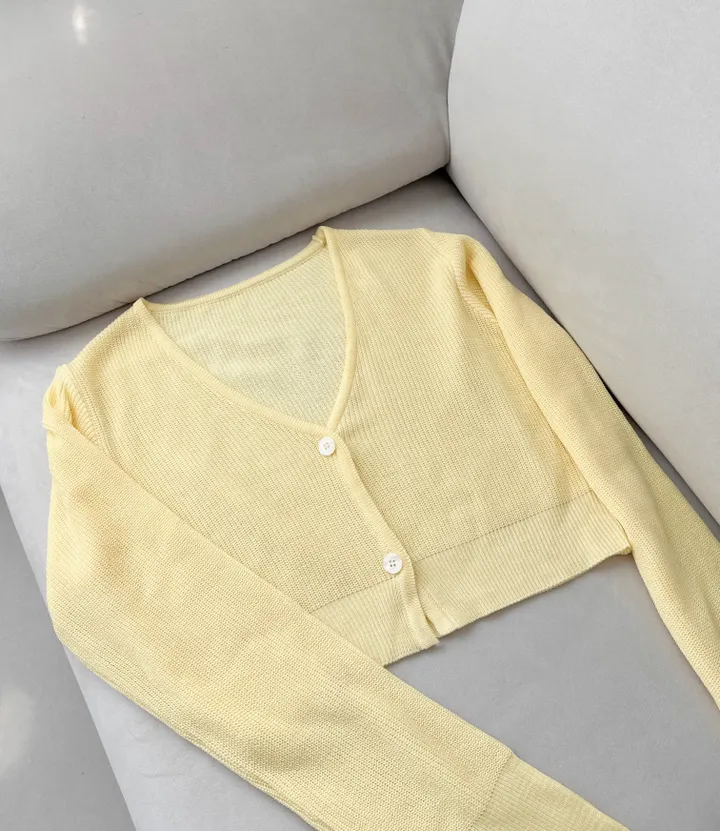 [여리핏보장!!/여친룩/5col] 청순 데일리 슬림핏 크롭 긴팔 시보리 브이넥 단추 가벼운 간절기 가디건 데이트룩 기본 베이직 봉 초여름 가을 국내제작 고퀄 기획 얇은 니트 상세 이미지 27