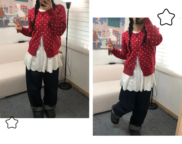 도트 라운드 니트 가디건 3color 상세 이미지 9
