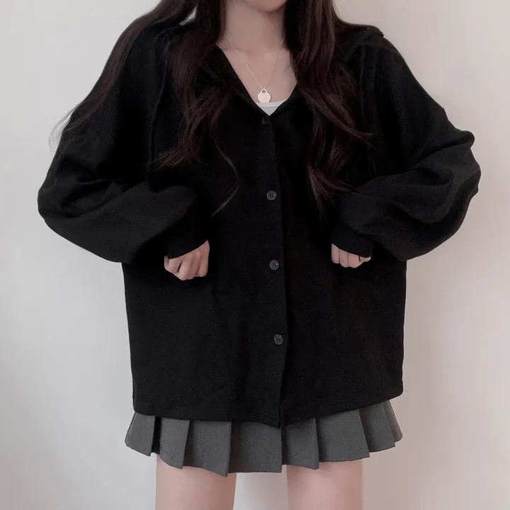 이맘때 필수! [여리한핏] 너무 귀여워 베이직 후드 단추 가디건 / 교복템추천 상세 이미지 13