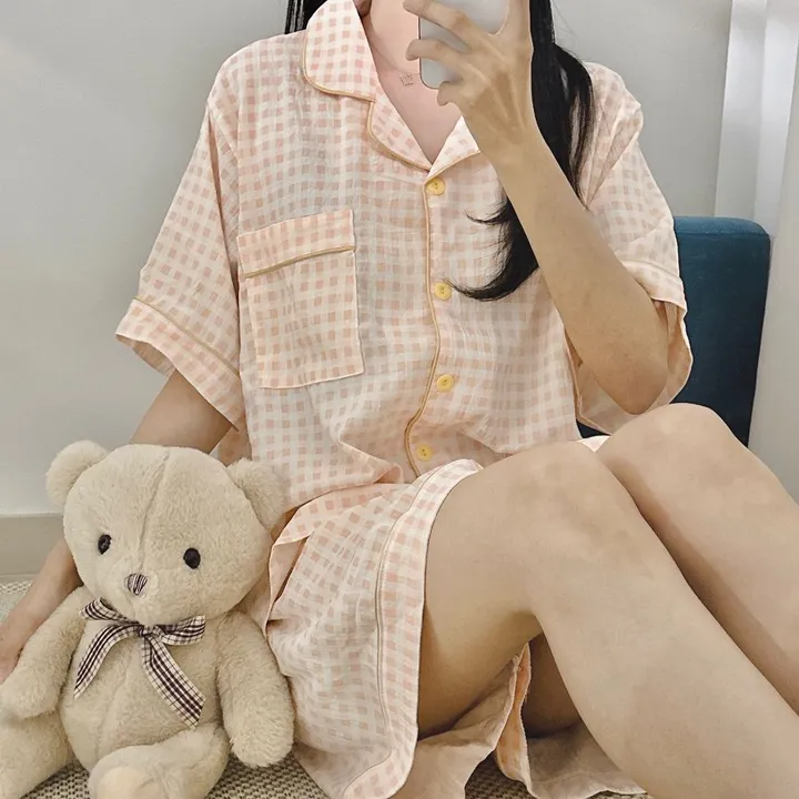 [99~120사이즈🧡미친편안함] 면 잠옷 빅사이즈 홈웨어 파자마 바지 여름 체크 숙면 선물 100 110 3xl 4xl 5xl 6xl 상의 통통녀 플러스 큰잠옷 커플 상하세트 상세 이미지 20