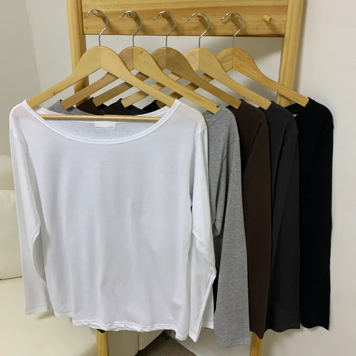 [-3kg/여리루즈핏!] 오프숄더 심플 루즈 여리 기본템 긴팔 티셔츠 (5color) 상세 이미지 23