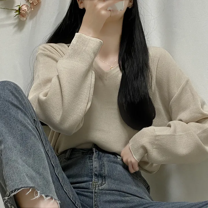 [1000장돌파💛/니트맛집/] V넥 베이직 기본 니트 10color 상세 이미지 17
