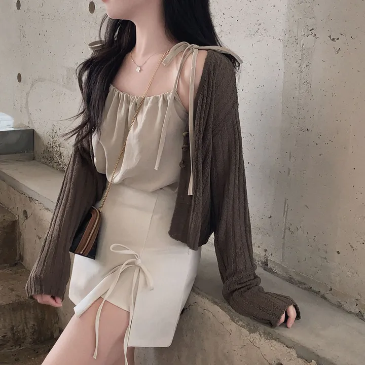 [팔뚝살부각X/여름가디건!]여름 파트너,쓰리버튼 루즈핏 크롭 부클 가디건 상세 이미지 28