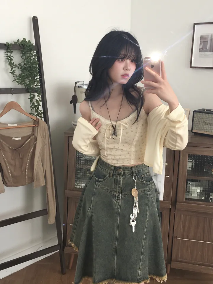 [콩단추🤎/SET 가격!] 빈티지 모리걸 레이스 리본나시 & 쫀득 여리 스판 가디건 세트 상세 이미지 11