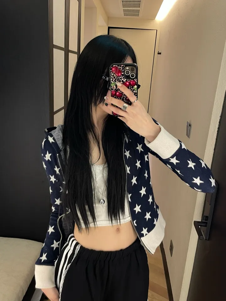 [MD소장/인기상품] y2k star pattern slim crop hood zip-up / y2k 별 스타 패턴 슬림 크롭 후드 집업 상세 이미지 24