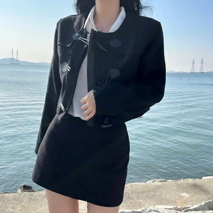 최저가🫶🏻[핏존예/유니크] 블랙 숏 크롭 누빔 안감 떡볶이 자켓 코트 상세 이미지 26