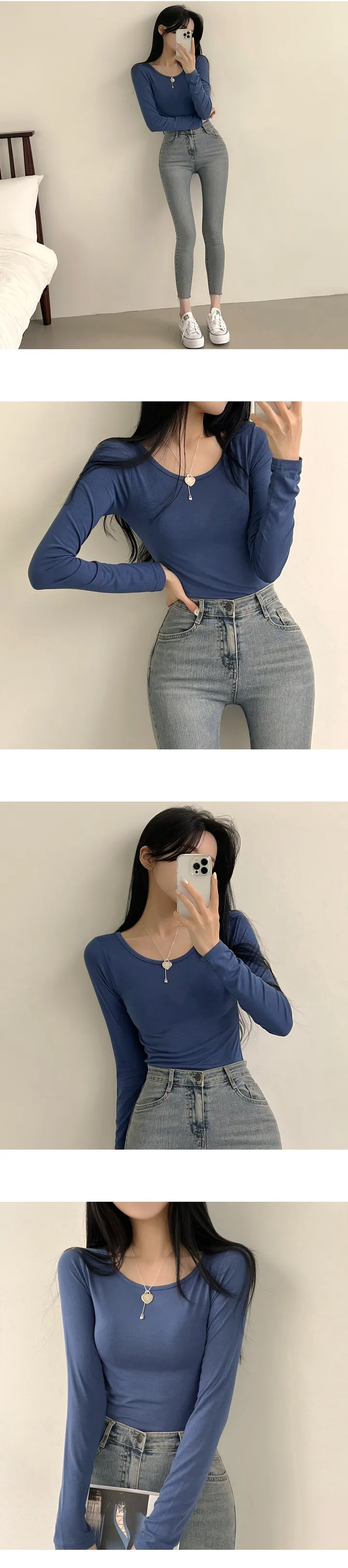[필수템/기본티종결!] 색감맛집, 데일리 유넥 무지 긴팔티셔츠 (9color) 상세 이미지 4