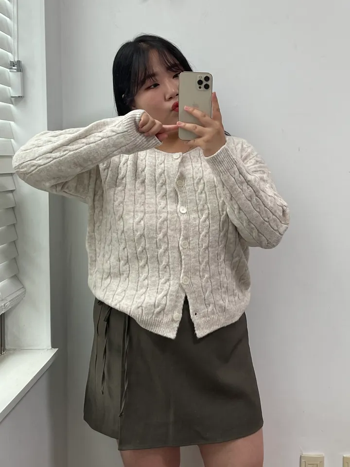 🚀당일출발🚀빠른배송📦 [~110size/빅사이즈] 라운드넥 꽈배기 도톰 단추 니트 가디건 상세 이미지 77