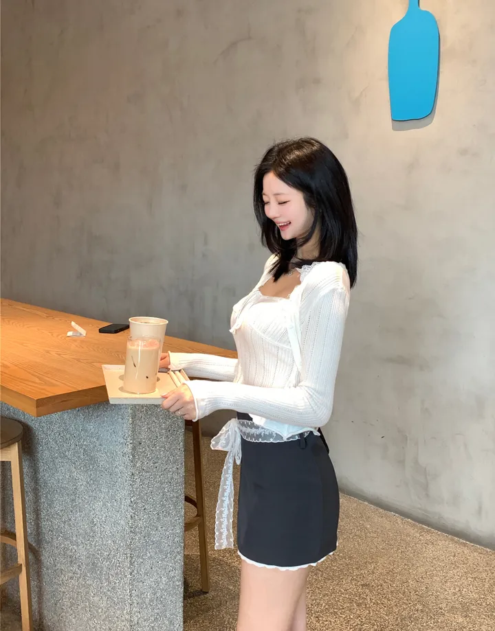 아인 레이스 리본 나시 가디건 세트 상세 이미지 21