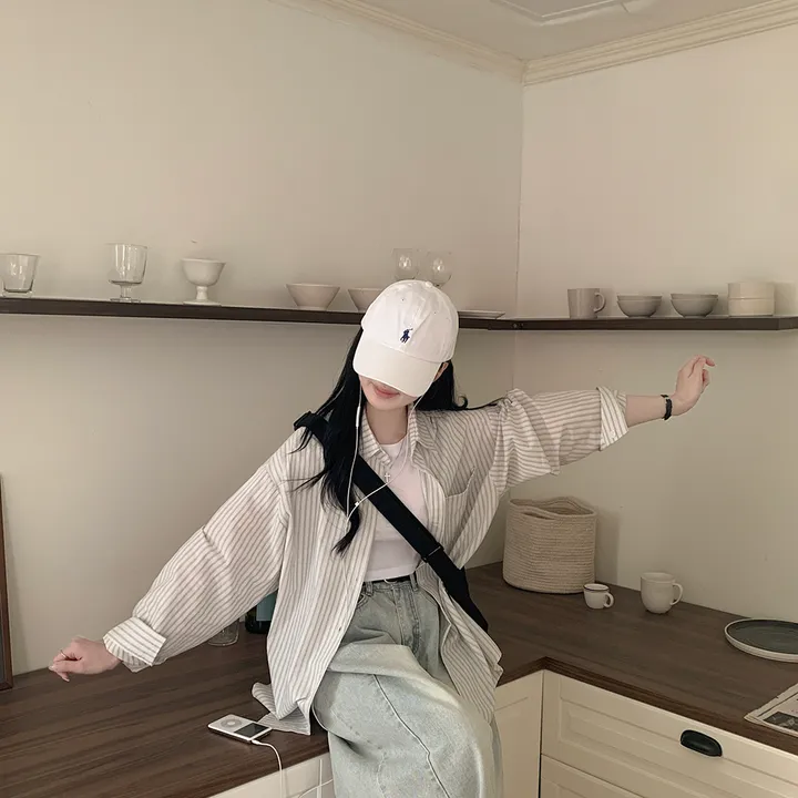 [여리여리~한여름까지✨] 린넨 오버핏 스트라이프 힙덮는 긴팔셔츠 레이어드 남방 꾸안꾸 캠퍼스룩 빅사이즈 상세 이미지 16