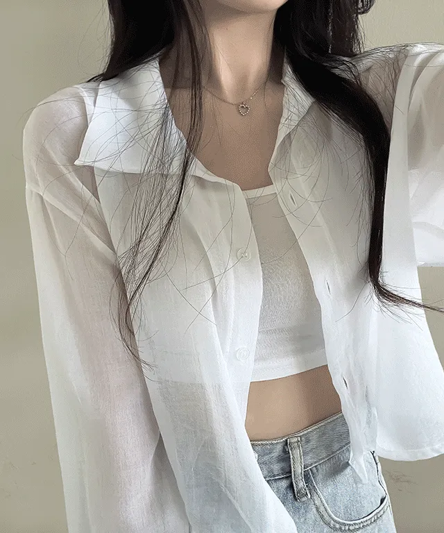 *묶음할인[여리핏/여름까지쭉] 보호본능 시스루 여리 찰랑 긴팔 셔츠