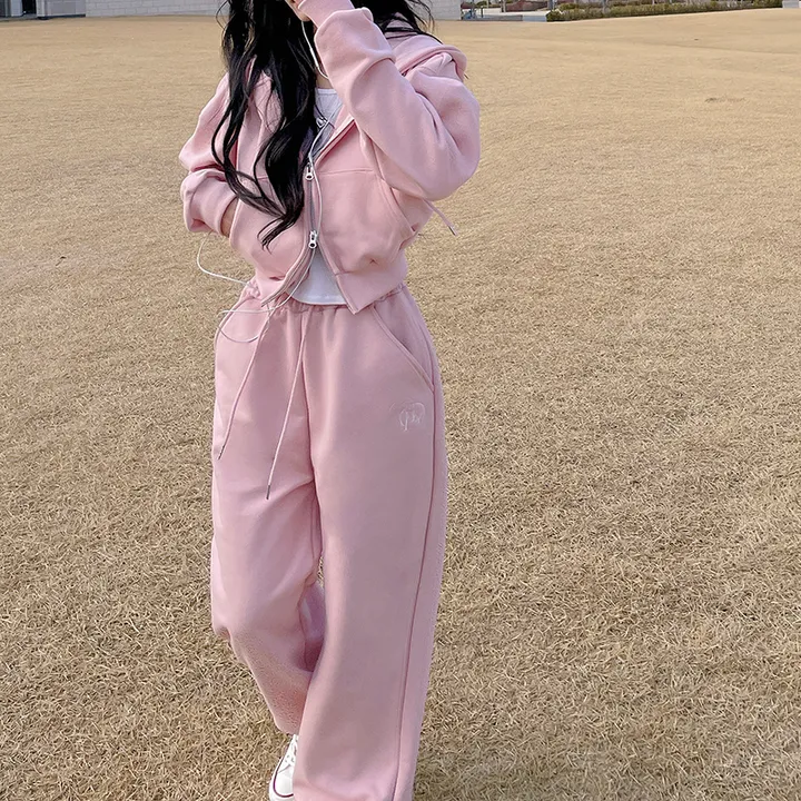 [MADE/허리잘록!][고퀄보장] 데이지 크롭 후드집업+롱 와이드팬츠 set 봄트레이닝 데일리추리닝 상세 이미지 25