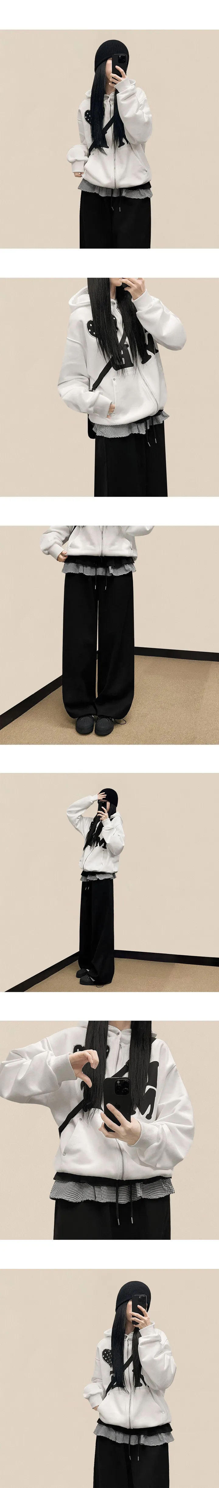 +)영상📷 [모델소장🖤] 러브 도트 패치 버튼 투웨이 후드집업 봄아우터 데일리 학생 빅사이즈 유니크 상세 이미지 4