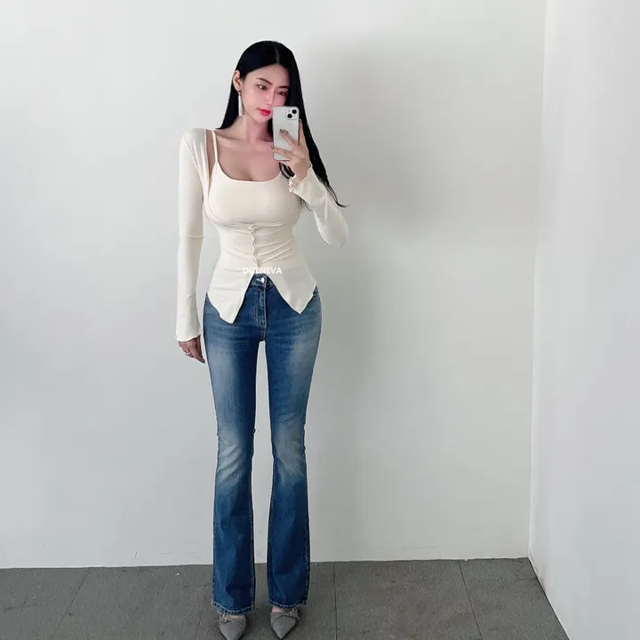당일/볼륨감up👸 빈SET 캡내장 스판 나시 + 물결 트임 가디건 프릴 소매 데일리 베이직 섹시룩 글램룩 데이트룩 쫀쫀 슬림 세트 셋업4color 상세 이미지 16