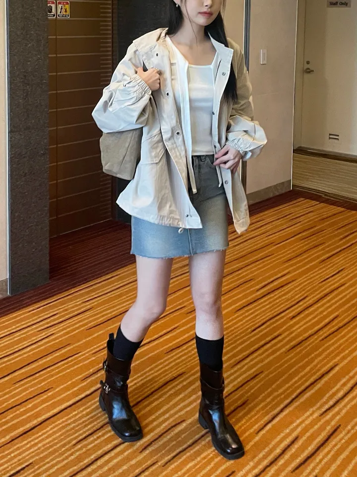 [간절기/오버핏] 피치 야상 집업 (beige) 상세 이미지 13