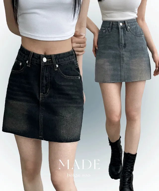 [MADE/숏&롱] 에디 Y2K 빈티지 워싱 데님 미니 스커트