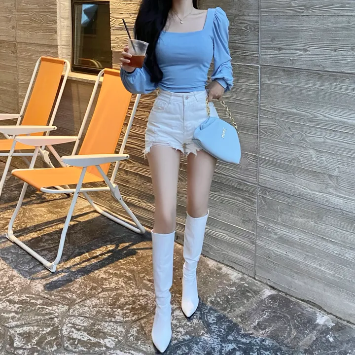 [내가 찾던 그 핏!/ -3kg보장] 4컬러 증명사진룩 군살쏙 셔링 스퀘어넥 퍼프 벌룬 긴팔 티셔츠 가을히트 청순 여리 쫀쫀 기본 베이직 이너티 상세 이미지 11