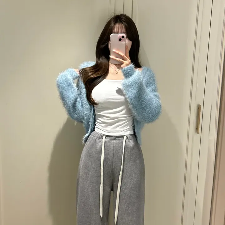 [데일리/청순여리] 앙고라 세미크롭 니트 가디건 봄신상 봄가디건 (6color) 상세 이미지 13