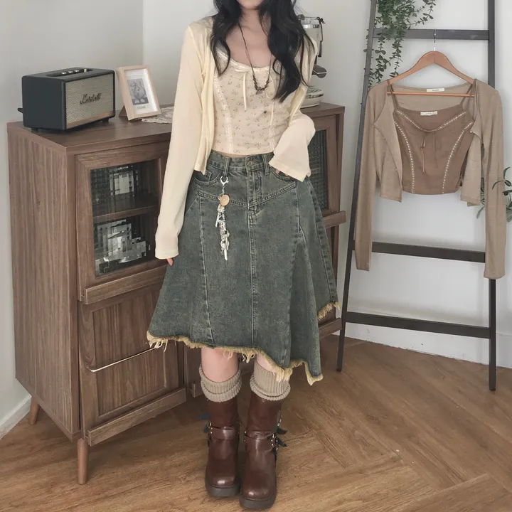 [콩단추🤎/SET 가격!] 빈티지 모리걸 레이스 리본나시 & 쫀득 여리 스판 가디건 세트 상세 이미지 10