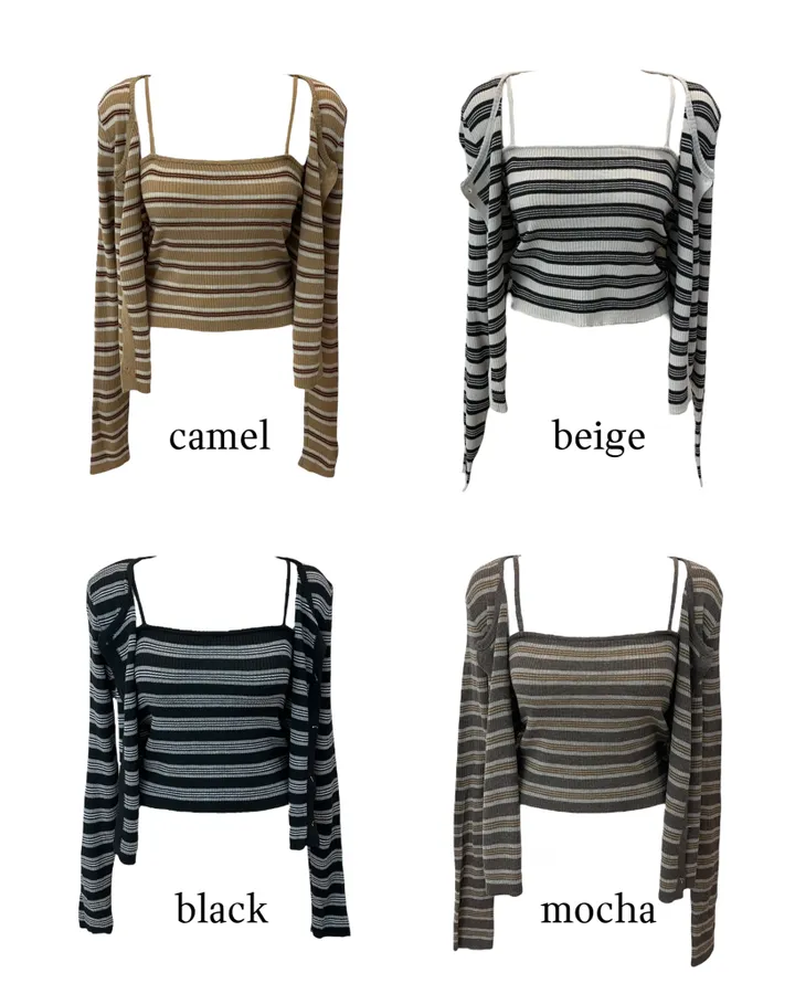 Pico sand sprite sleeveless cardigan set 피코 샌드 스트라이프 나시 가디건 세트 상세 이미지 6