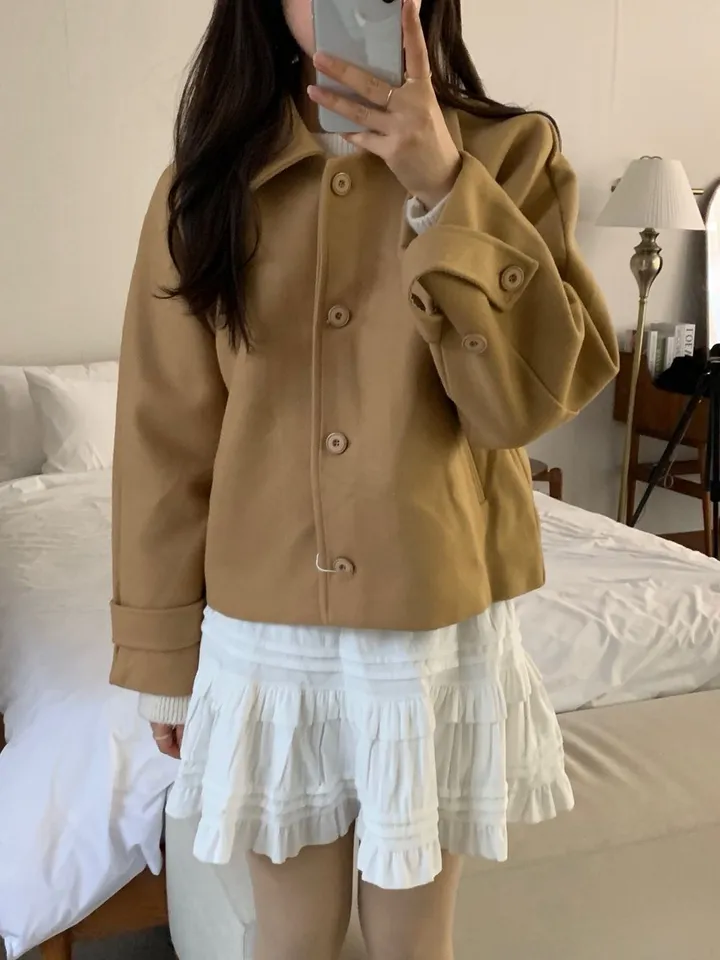 [아방루즈핏/💞러블리] 머스 카라 숏 코트 자켓 모직코트 상세 이미지 26