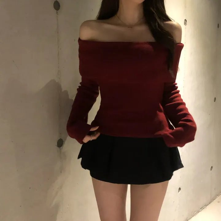 +특가할인✨ [봄신상/팔뚝살소멸핏] 기본충실! 로제 오프숄더 슬림 니트 긴팔 티셔츠 knit (*핏,컬러완벽 *흘러내림X) 상세 이미지 14