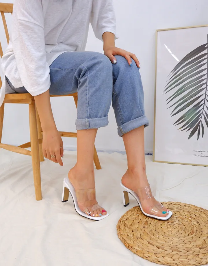 💛후기인증/여리핏💛 뷰티레그 스퀘어 투명스트랩 뮬 슬리퍼힐 10cm 상세 이미지 10