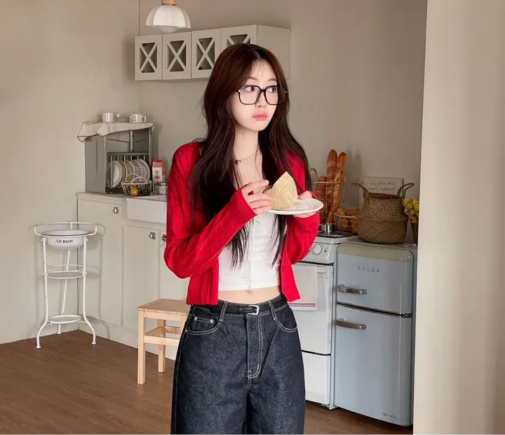 핀터 잘록 꽈배기 브이넥 버튼 긴팔 니트 가디건 4color 상세 이미지 29