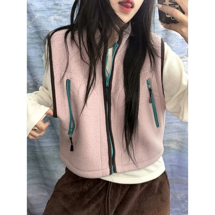[OOTJ MADE]키치 더 힙 믹스 컬러 포인트 플리스 후리스 하이넥 집업 베스트(4color) 상세 이미지 28