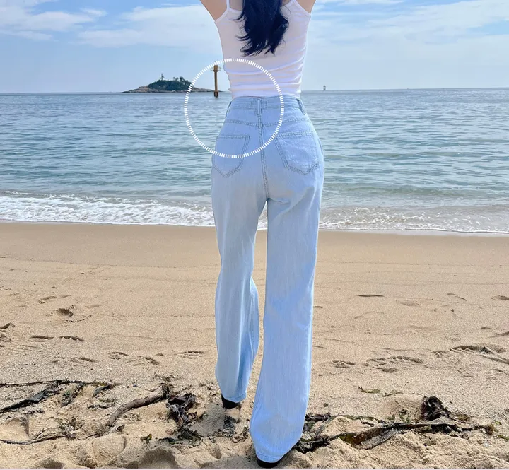 [자체제작/허리쏘옥/기본,롱ver] 후들후들 얇은 썸머 연청 와이드 데님 여름 청바지 롱팬츠 상세 이미지 7