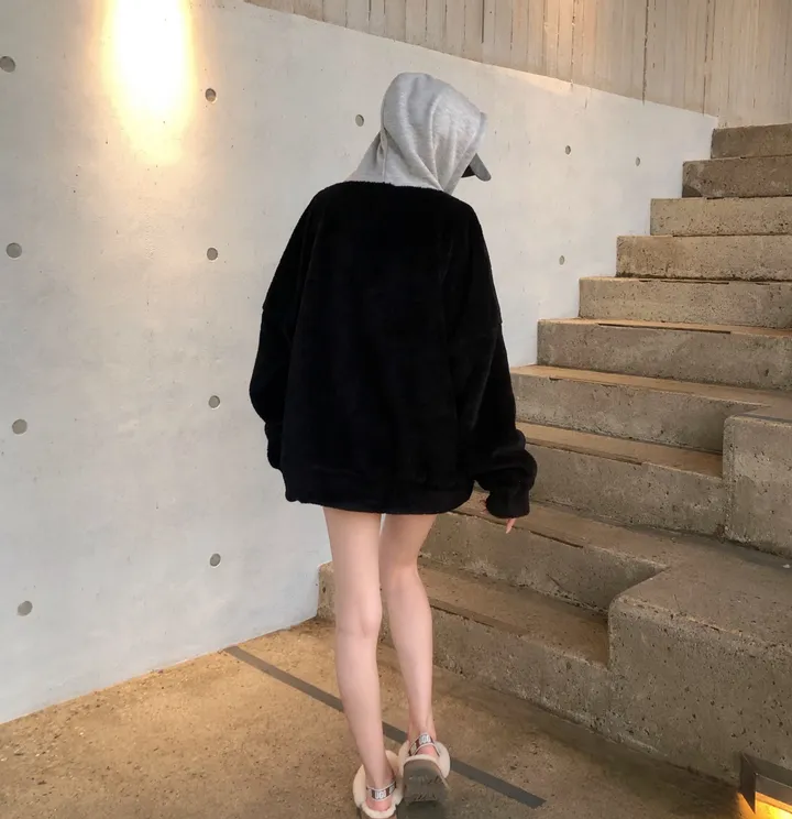 당일🚀[보온성갑/남여공용] 포근 양털 보들 플리스 투웨이 집업 곰돌이 후드 후리스 상세 이미지 22