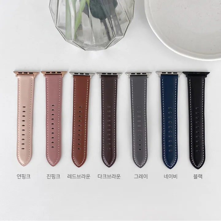 [당일출고] 애플워치10 9 8 7 SE SE2 38 41 42mm 울트라 가죽 래더 유광 무광 투톤 밴드 줄질 스트랩 상세 이미지 51