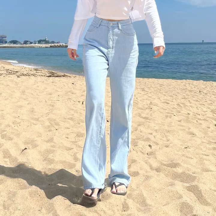 [자체제작/허리쏘옥/기본,롱ver] 후들후들 얇은 썸머 연청 와이드 데님 여름 청바지 롱팬츠 상세 이미지 81