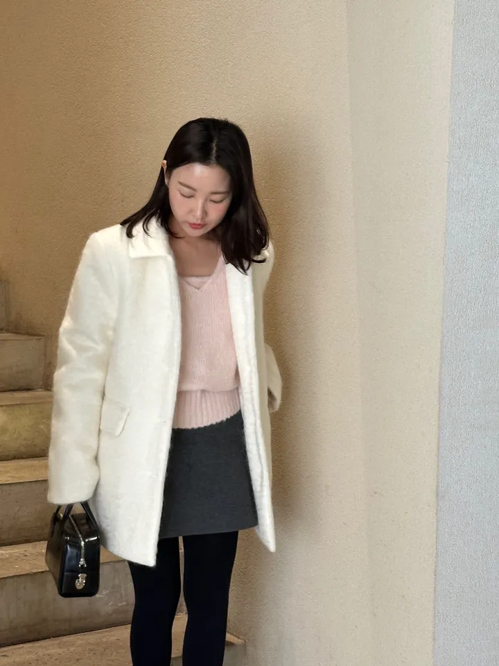 [주문폭주/핑크강추🩰] 헤어 울 하프코트-2col 상세 이미지 2
