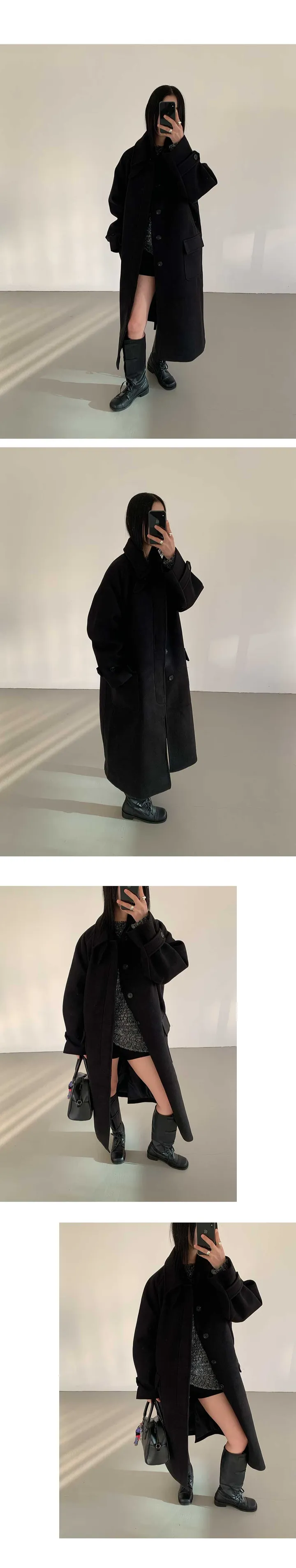 [오버핏/핏 최고햐..] 히든 버튼 맥시 롱 코트 (3color) 상세 이미지 3