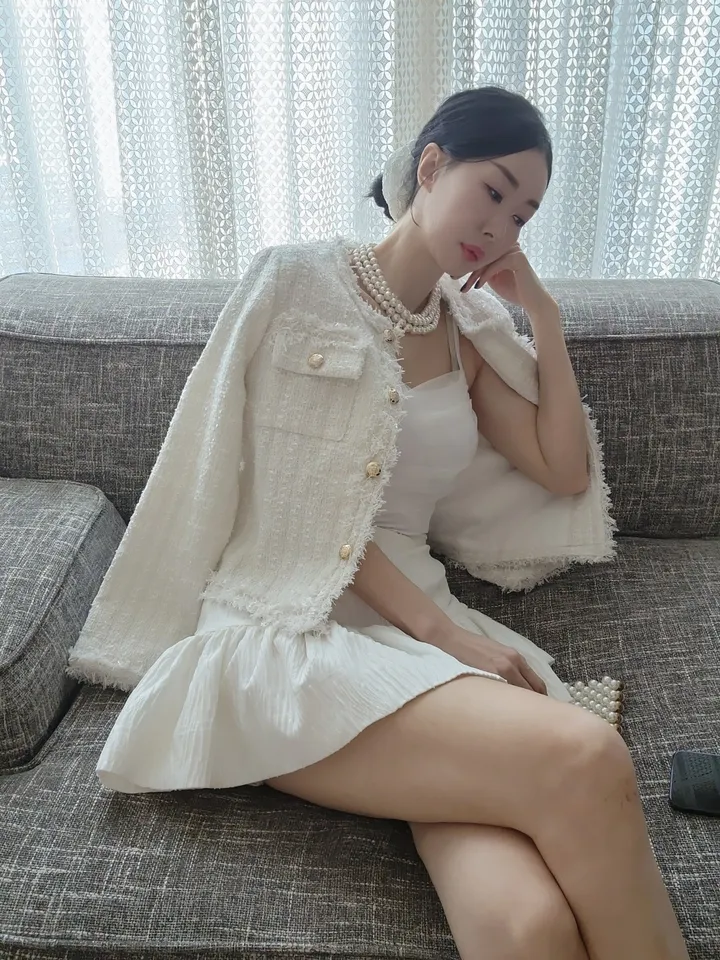 [노마진최저가] 트윙클 라운드 금장 숏 파스텔 트위드 자켓 상세 이미지 6