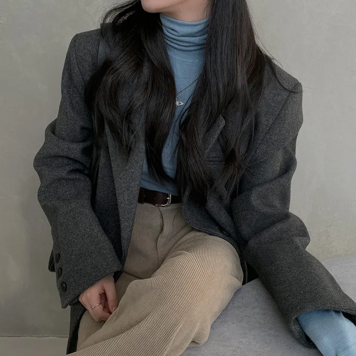 [wool100%/브랜드공정]  윈터 싱글 투버튼 카라 리얼 울 자켓 블레이저 - jk 상세 이미지 9