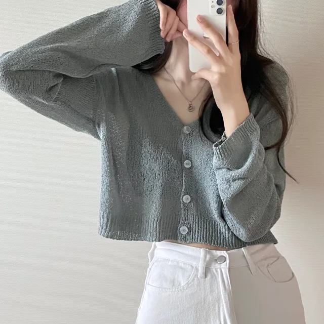 (5color)피넛 썸머 크롭 브이넥 가디건 상세 이미지 32
