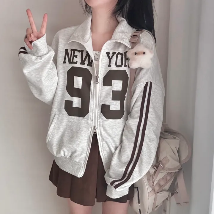 [아방*-*/교복템!] 교복 위에 툭! 93 투웨이 블록코어 두줄라인 오버핏 가을 집업 상세 이미지 6