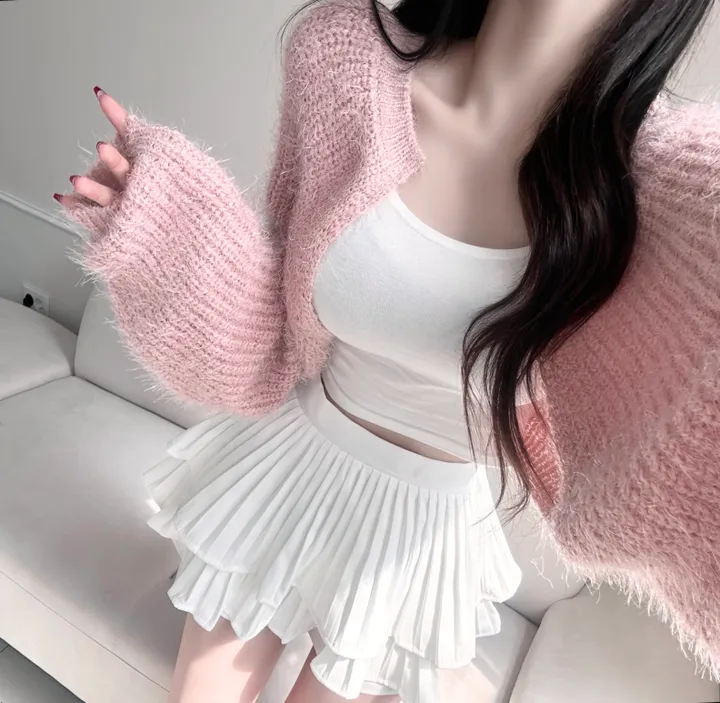 [여리핏보장!!/여친룩/9col] 보들 데일리 청순 솔잎 볼레로 가디건 벌룬핏 루즈 아방한 하찌 니트 베이직 기본 개강룩 데이트룩 봄 피크닉 간절기 벚꽃룩 러블리 세미 크롭 퍼 상세 이미지 17