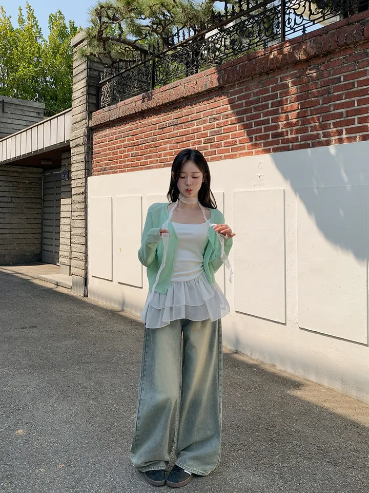 [여름까지🩵/핏강추] 르비 시스루 여리핏 세미 크롭 브이넥 긴팔 가디건 5colors 상세 이미지 43