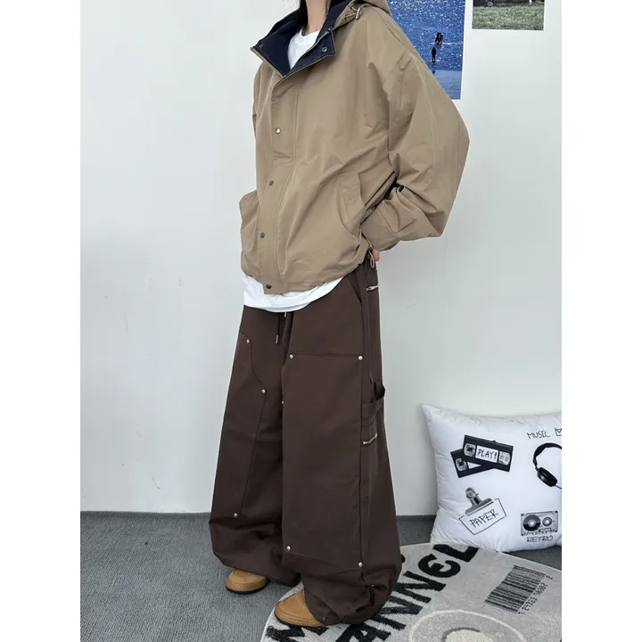 [UNISEX]라코 컬러 배색 포인트 빈티지 후드 야상 점퍼 자켓(3color) 상세 이미지 10