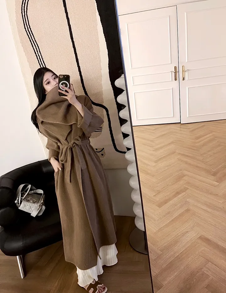 *무조건당일배송/강추* 까누아 빅숄카라 패치 밍크 롱 코트 가디건 [수입] 상세 이미지 8