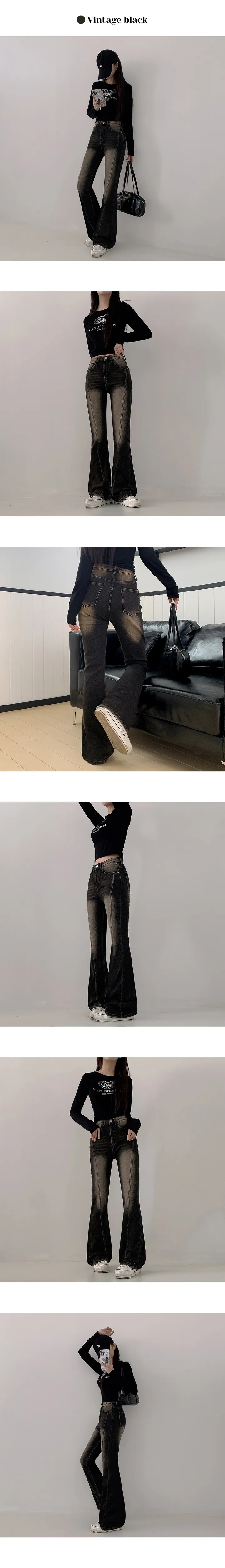 [숏,롱/핏존예/겨울데님] 비컨 하이웨스트 융기모 사선 절개 부츠컷 워싱 데님 팬츠 (5color) 3일신상할인 상세 이미지 9