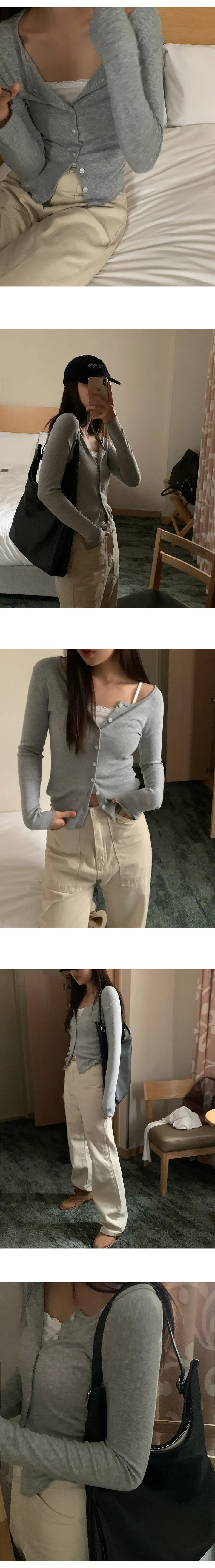 [그레이당일] 버피 스판 쫀쫀 레이어드 가디건 티셔츠 상세 이미지 4